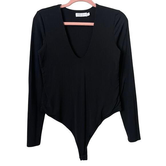 Jonathan Simkhai Bodysuit Womens Large Black Double Knit Long Sleeve Thong - Picture 1 of 10
